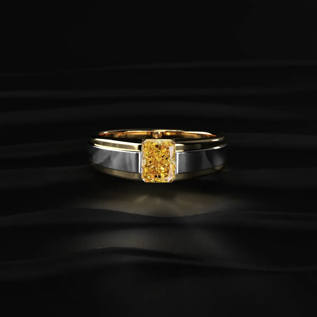 Radiant Cut Yellow Diamond Men's Ring | Earthly Jewels