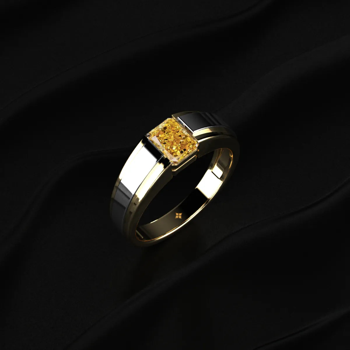 Radiant Cut Yellow Diamond Men's Ring | Earthly Jewels