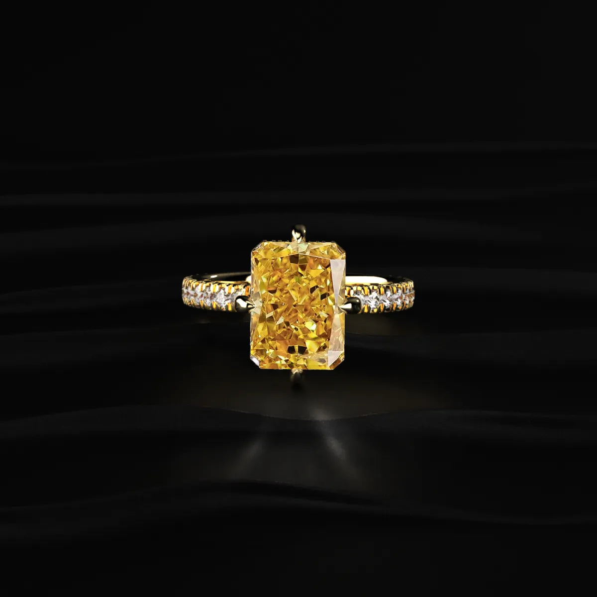 Yellow Diamond Radiant Cut Pave Ring | Earthly Jewels