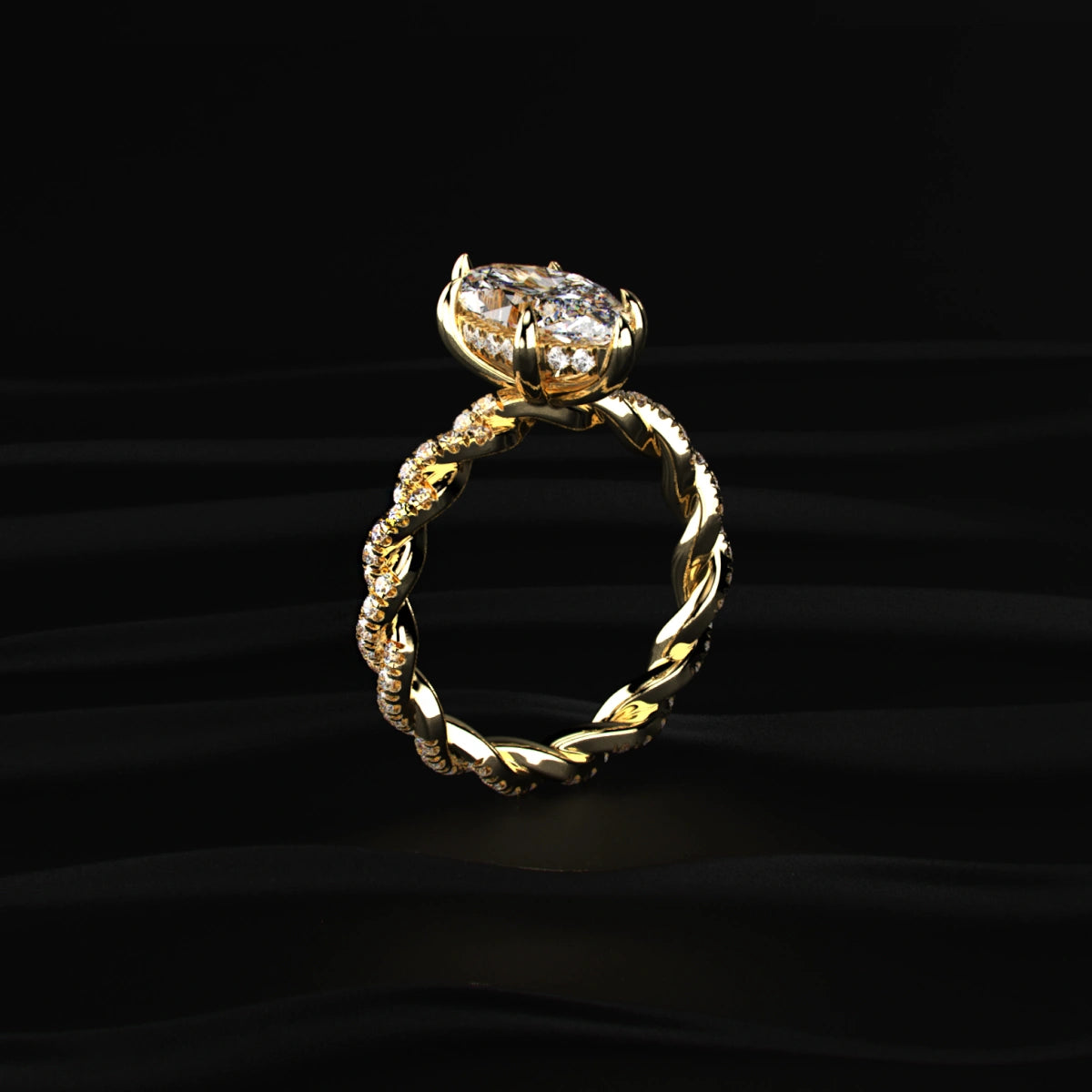 Marquise Cut Engagement Rings With Twisted Pave | Earthly Jewels