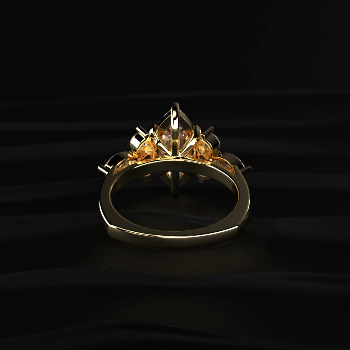 Marquise Diamond Engagement Ring With Accents | Earthly Jewels