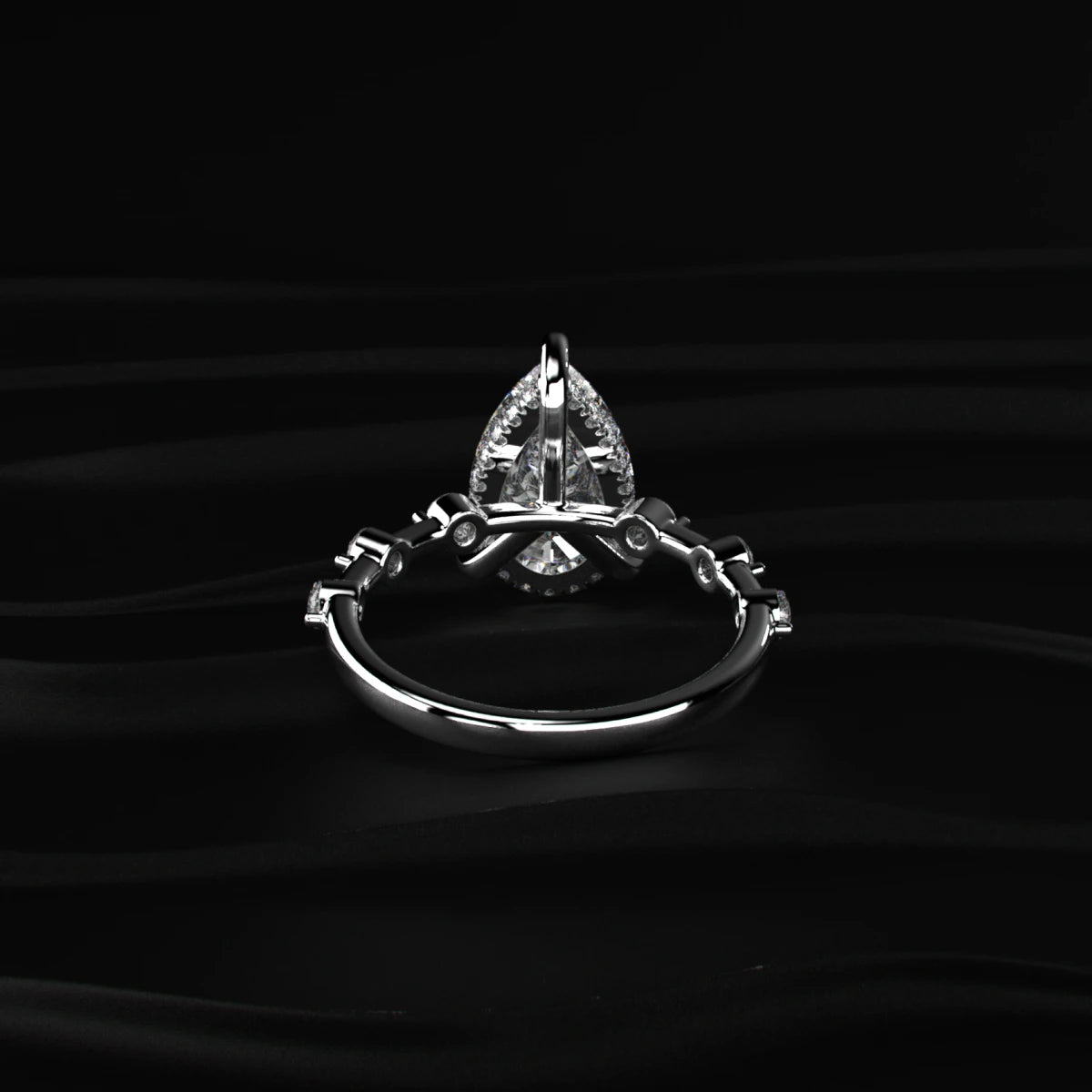 Pear Shaped Diamond Ring With Spaced Stone | Earthly Jewels