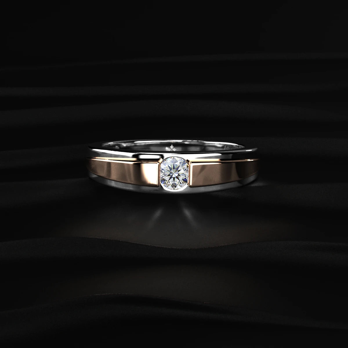 Round Diamond Dual Tone Engagement Female Ring | Earthly Jewels
