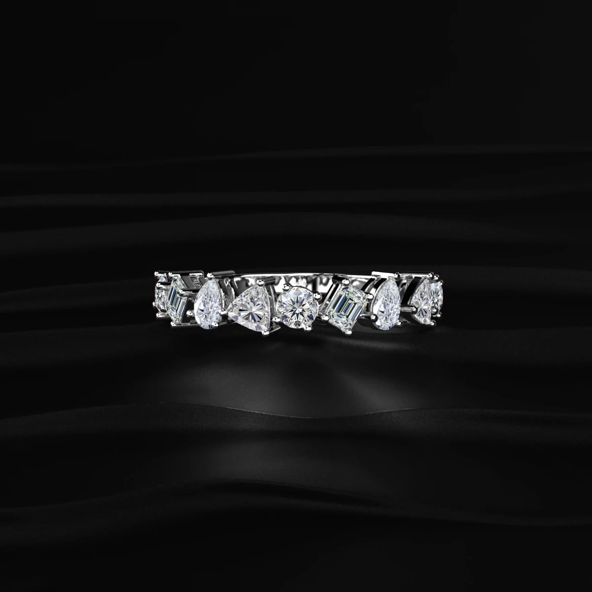 Multi-Shape Diamond Half Eternity Band | Earthly Jewels