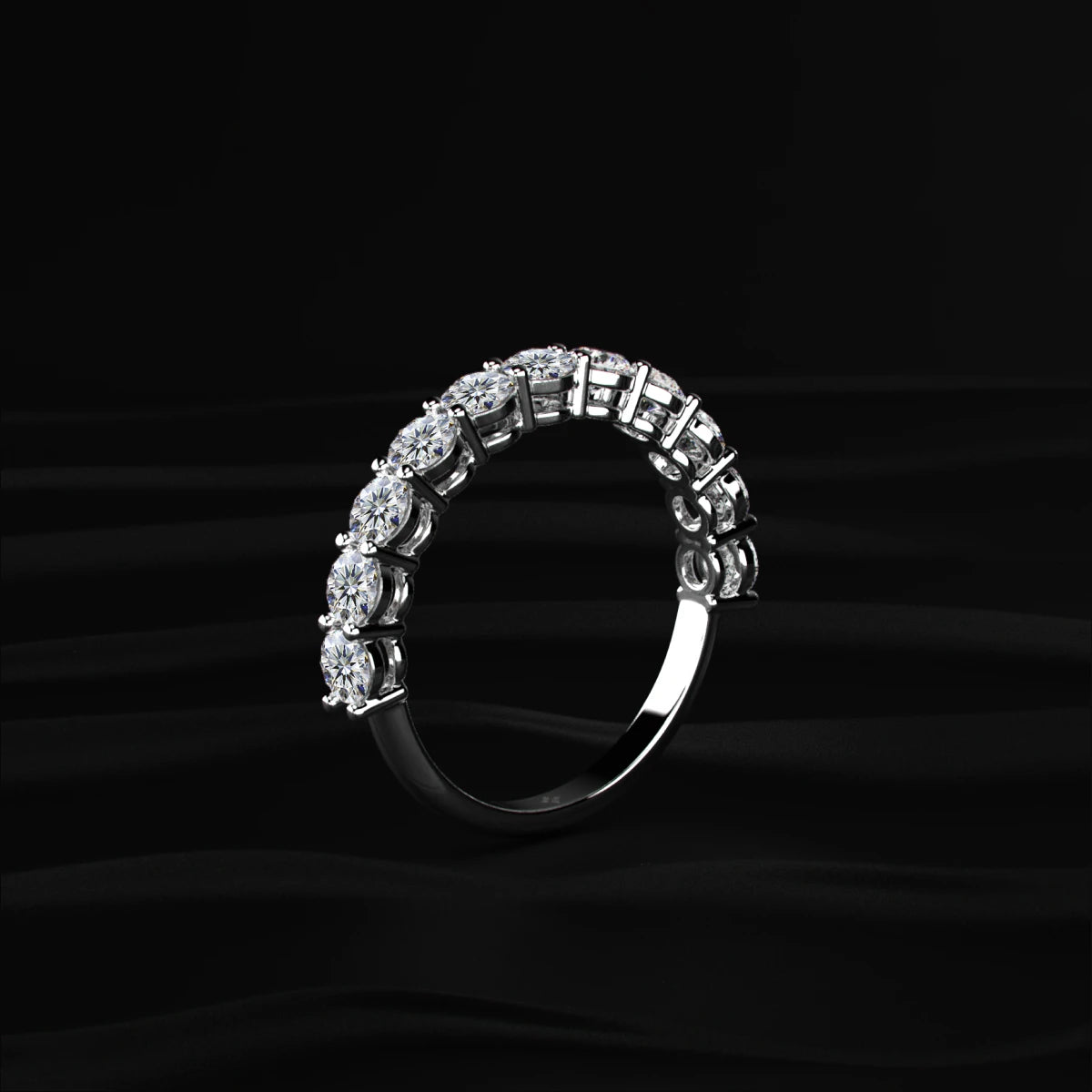 Round Cut Diamond Basket Setting Half Eternity Ring | Earthly Jewels
