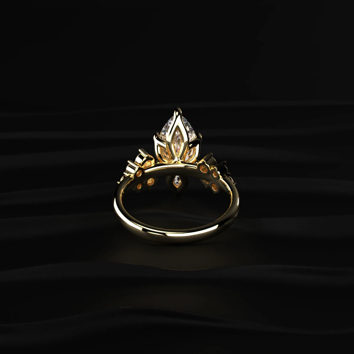 Marquise Solitaire Diamond Ring With Side Stones | Earthly Jewels