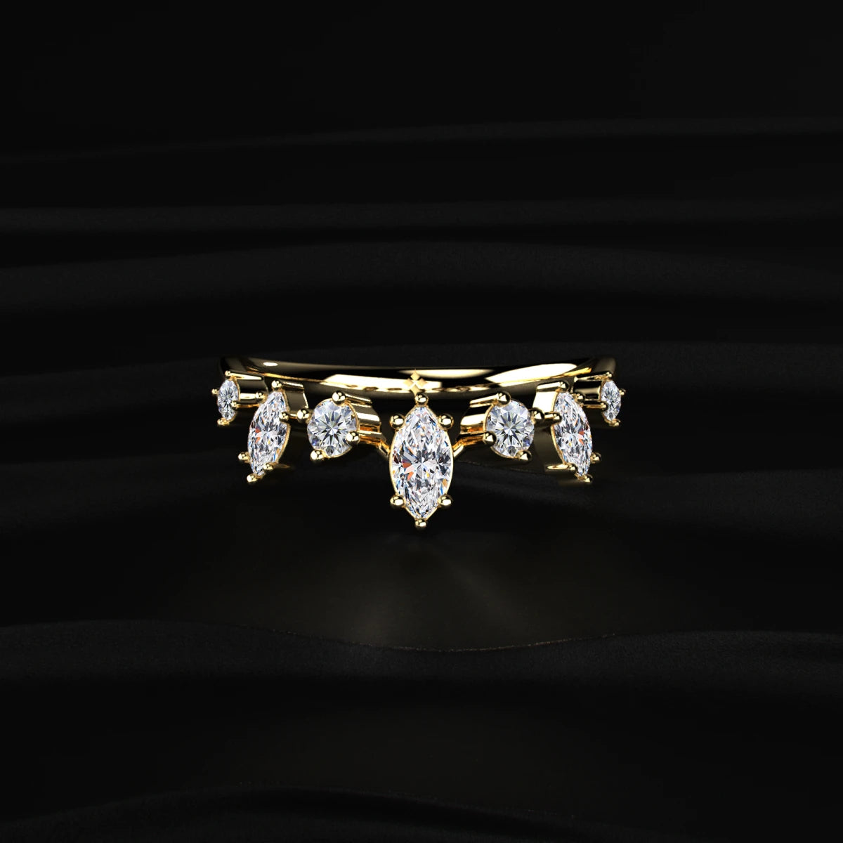 Marquise & Round Cut Stackable Bands For Women | Earthly Jewels