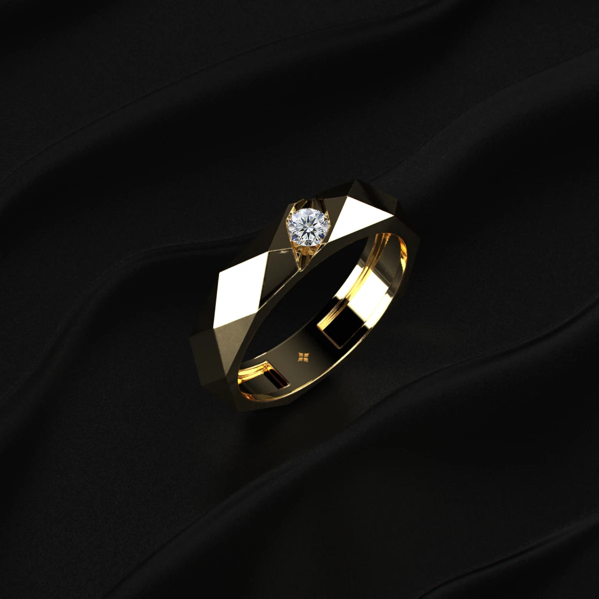 Round Solitaire Tungsten Carbide Multi-Faceted Men's Band | Earthly Jewels