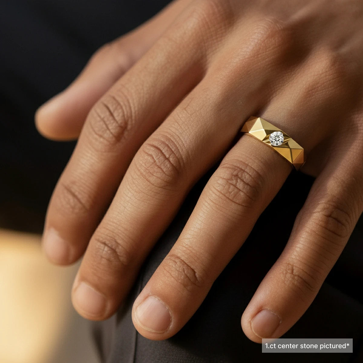 Round Solitaire Tungsten Carbide Multi-Faceted Men's Band | Earthly Jewels