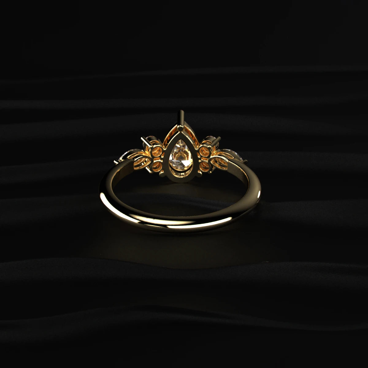 Pear Shape Lab Grown Diamond Ring With Accent Stones | Earthly Jewels