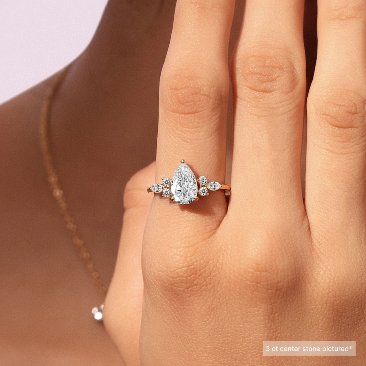 Pear Shape Lab Grown Diamond Ring With Accent Stones | Earthly Jewels
