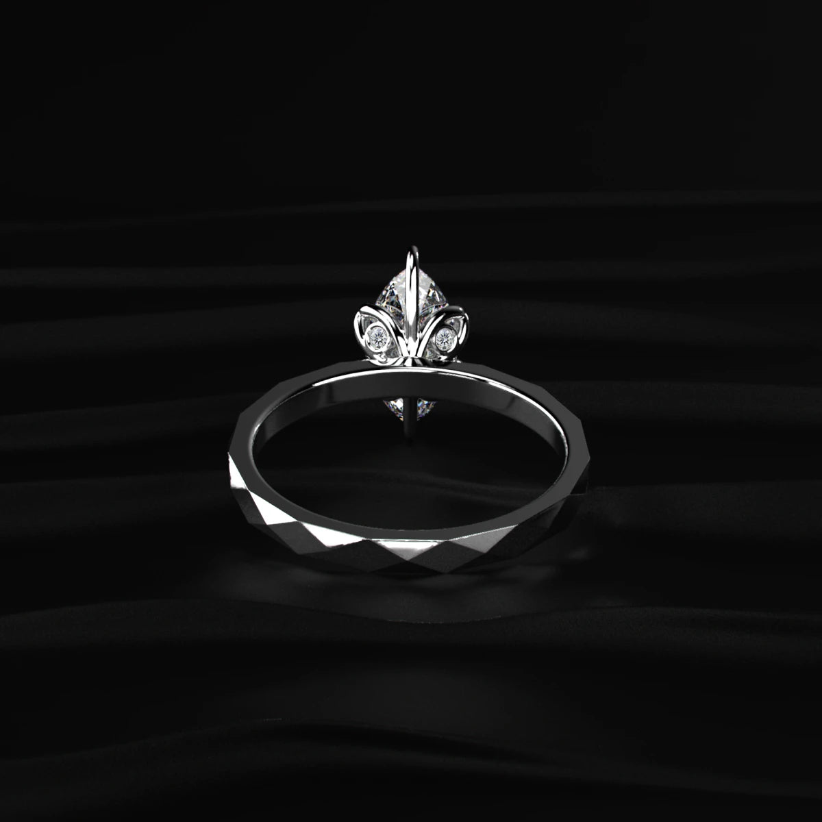 Marquise Solitaire Floral Multi-Faceted Geometric Ring