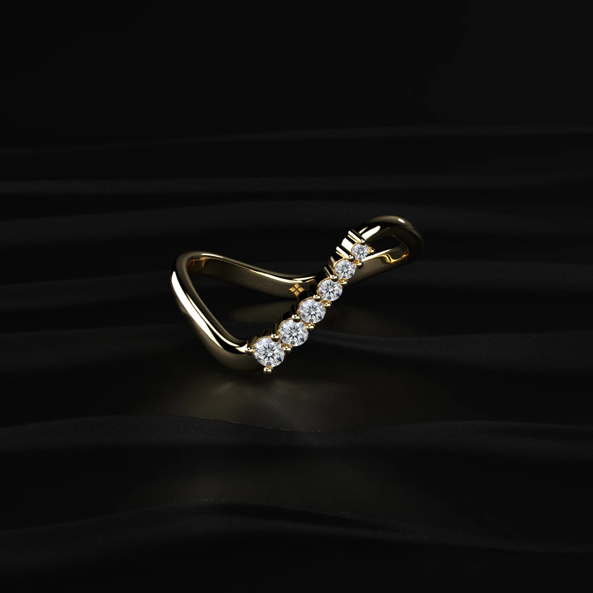 Wave Band Round Diamond Vanki Ring | Earthly Jewels