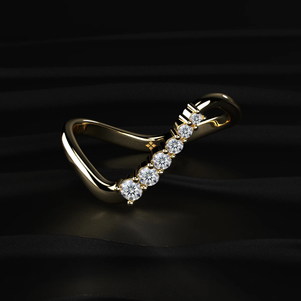 Wave Band Round Diamond Vanki Ring | Earthly Jewels