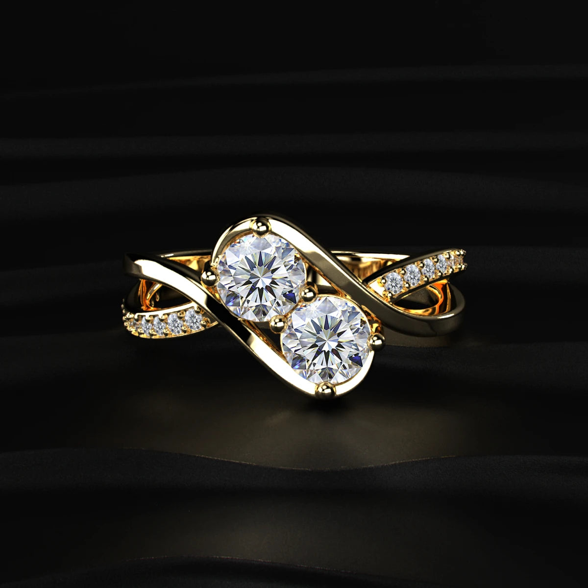 Round Diamond Toi et Moi Infinity Bypass Ring | Earthly Jewels