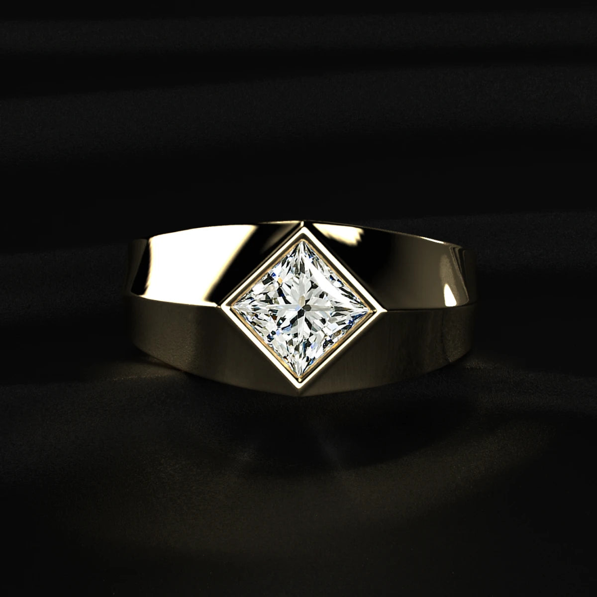 Kite Set Princess Cut Diamond Signet Ring | Earthly Jewels