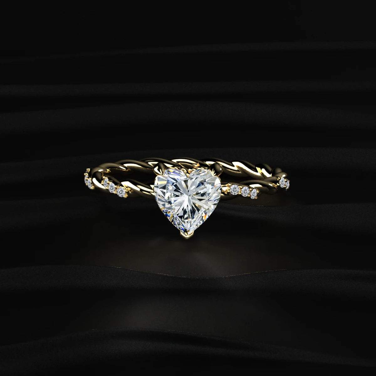 Heart Twisted Pave Band Ring | Earthly Jewels