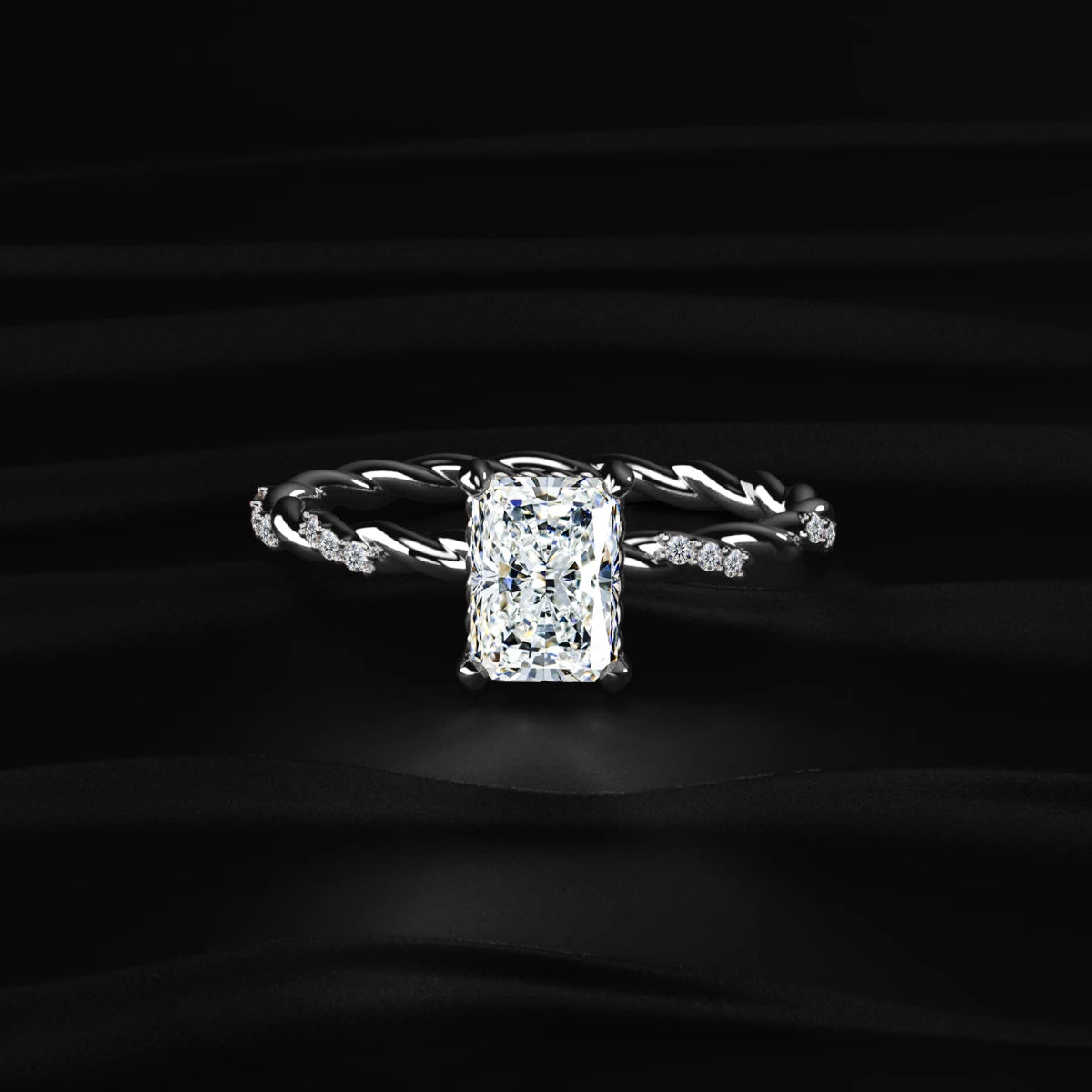 Radiant Diamond Twisted Pave Band Ring | Earthly Jewels