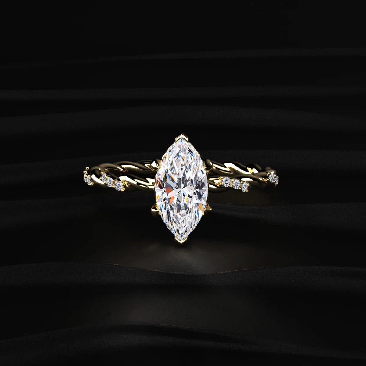 Marquise Diamond Twisted Pave Band Ring | Earthly Jewels
