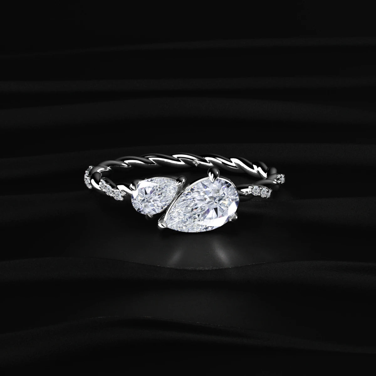 Double Pear Diamond Toi et Moi Twisted Ring | Earthly Jewels