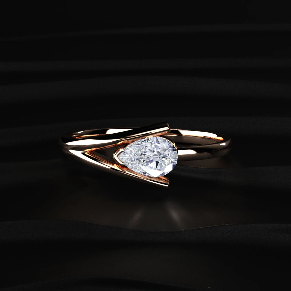 Pear Cut Diamond V Prong Ring | Earthly Jewels
