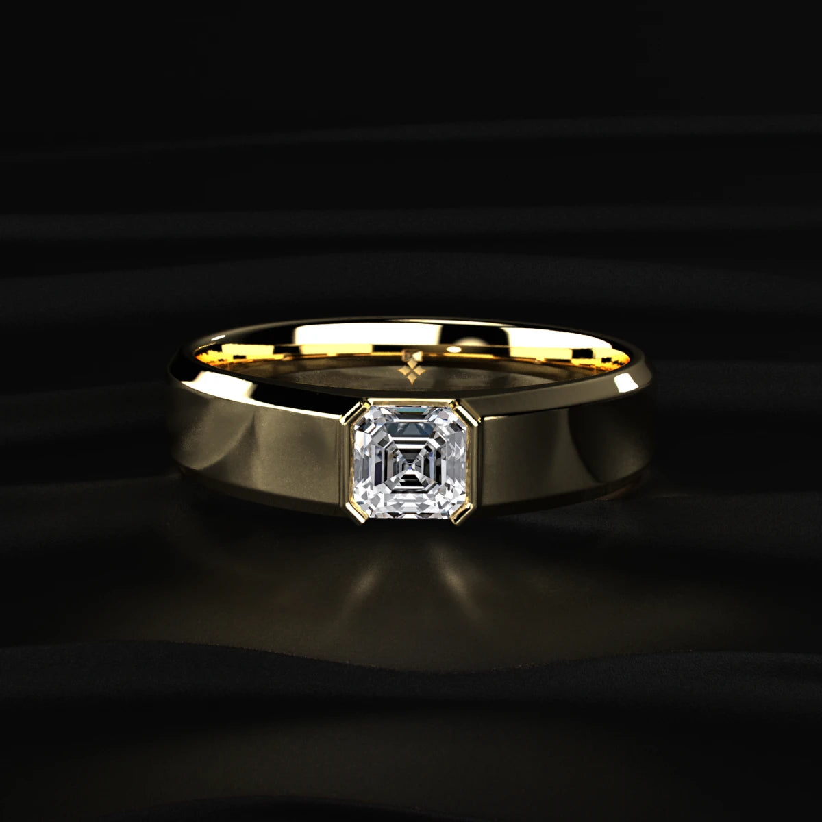 Asscher Shape Diamond Ring for Men