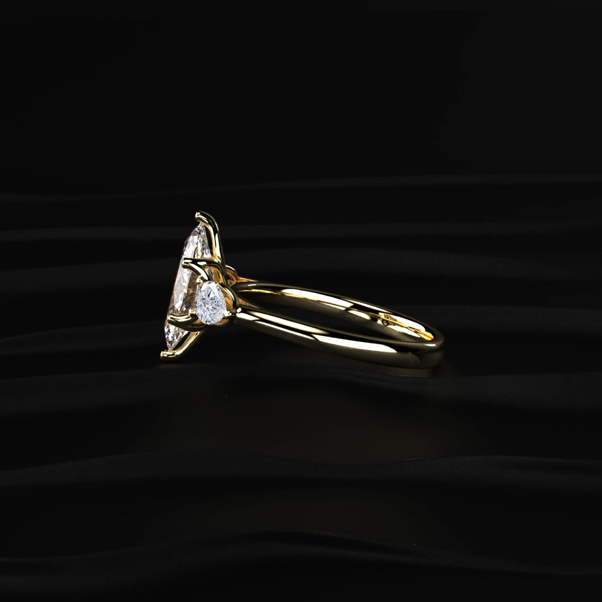 Diamond Ring with Pear Side Stones