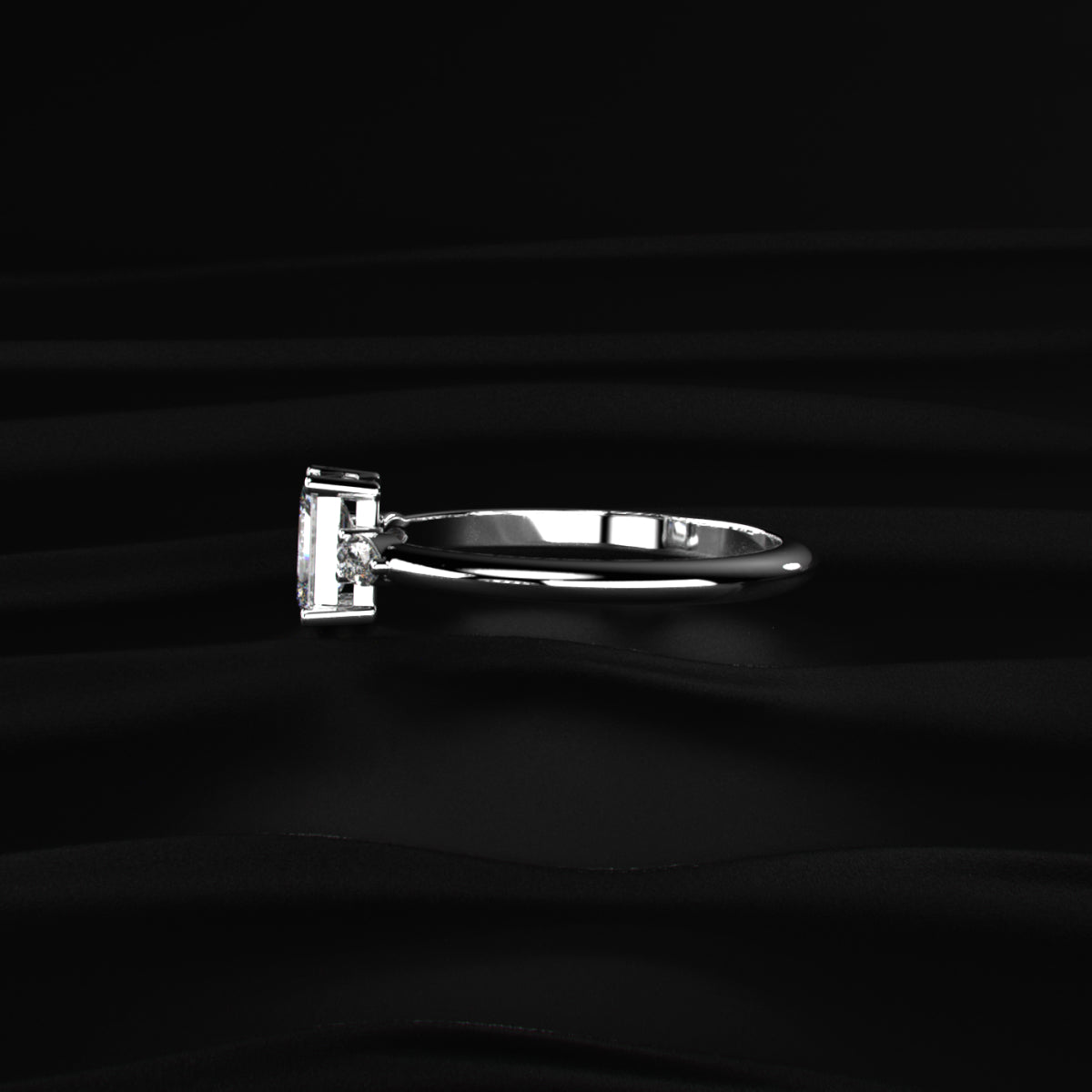 Emerald Cut with Marquise Side Diamonds Ring