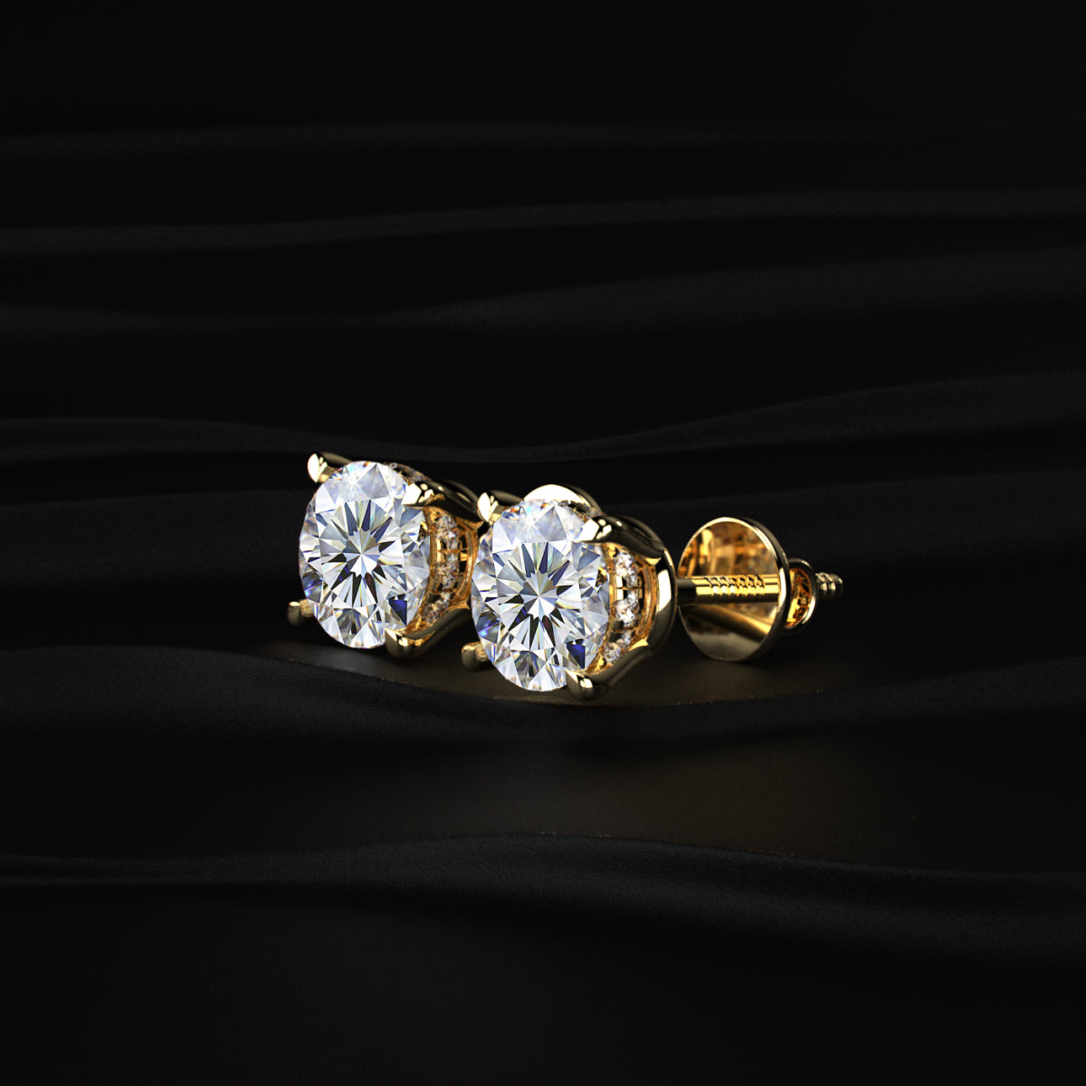 2 Carat Round Diamond Stud Earrings | Earthly Jewels