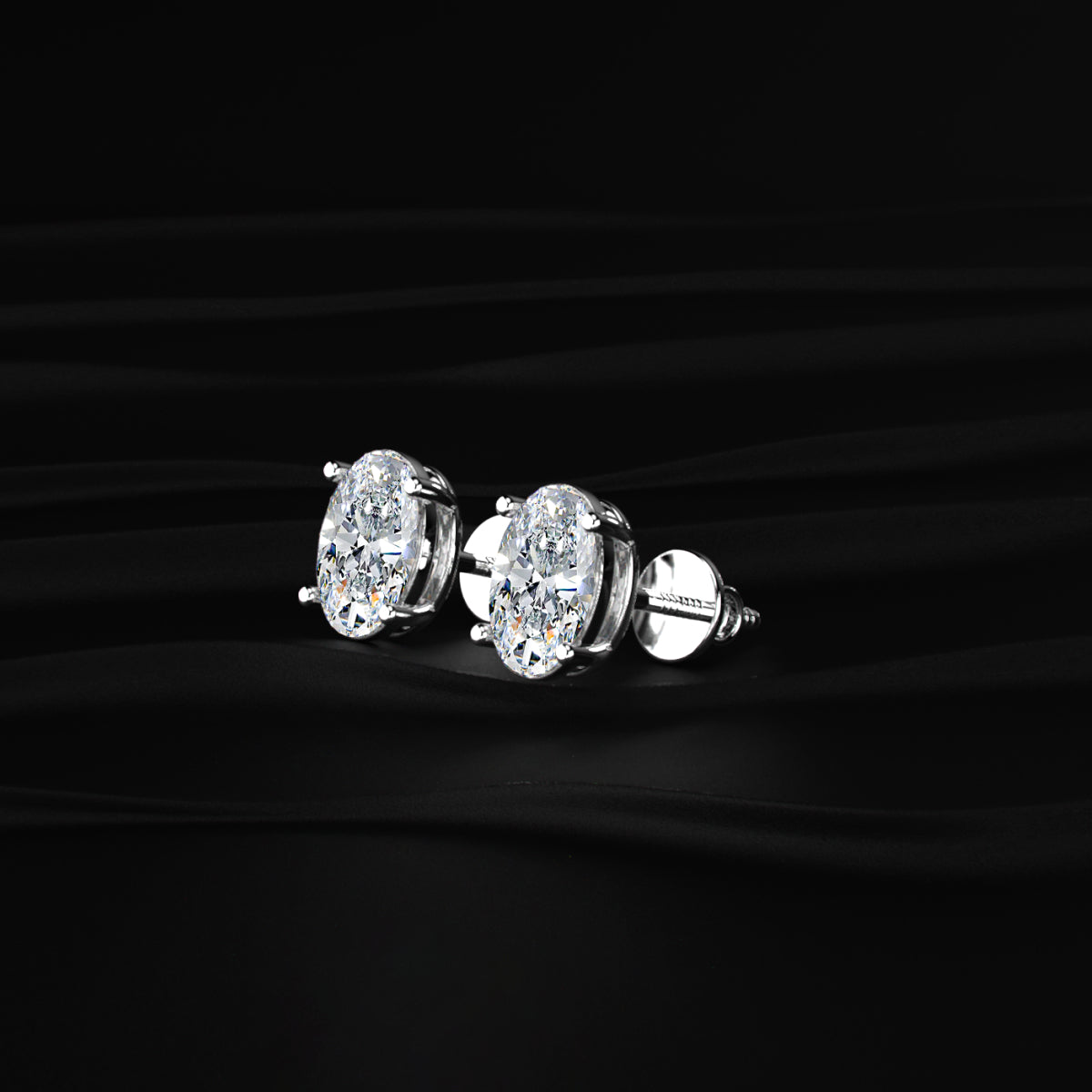Oval Diamond Solitaire Earrings | Earthly Jewels