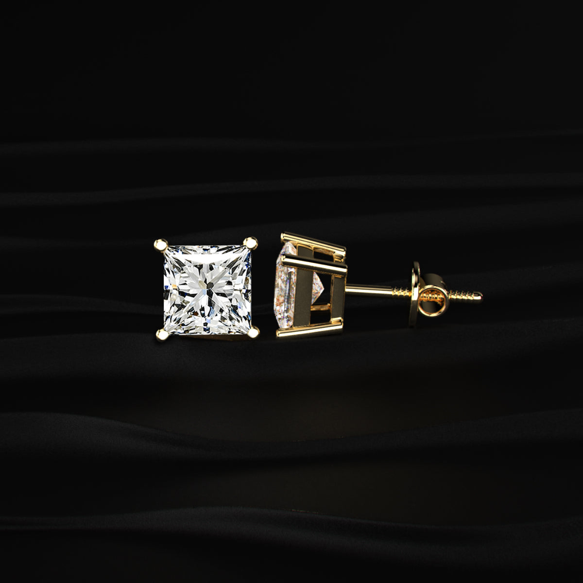 2ct Princess Cut Diamond Earrings | Earthly Jewels