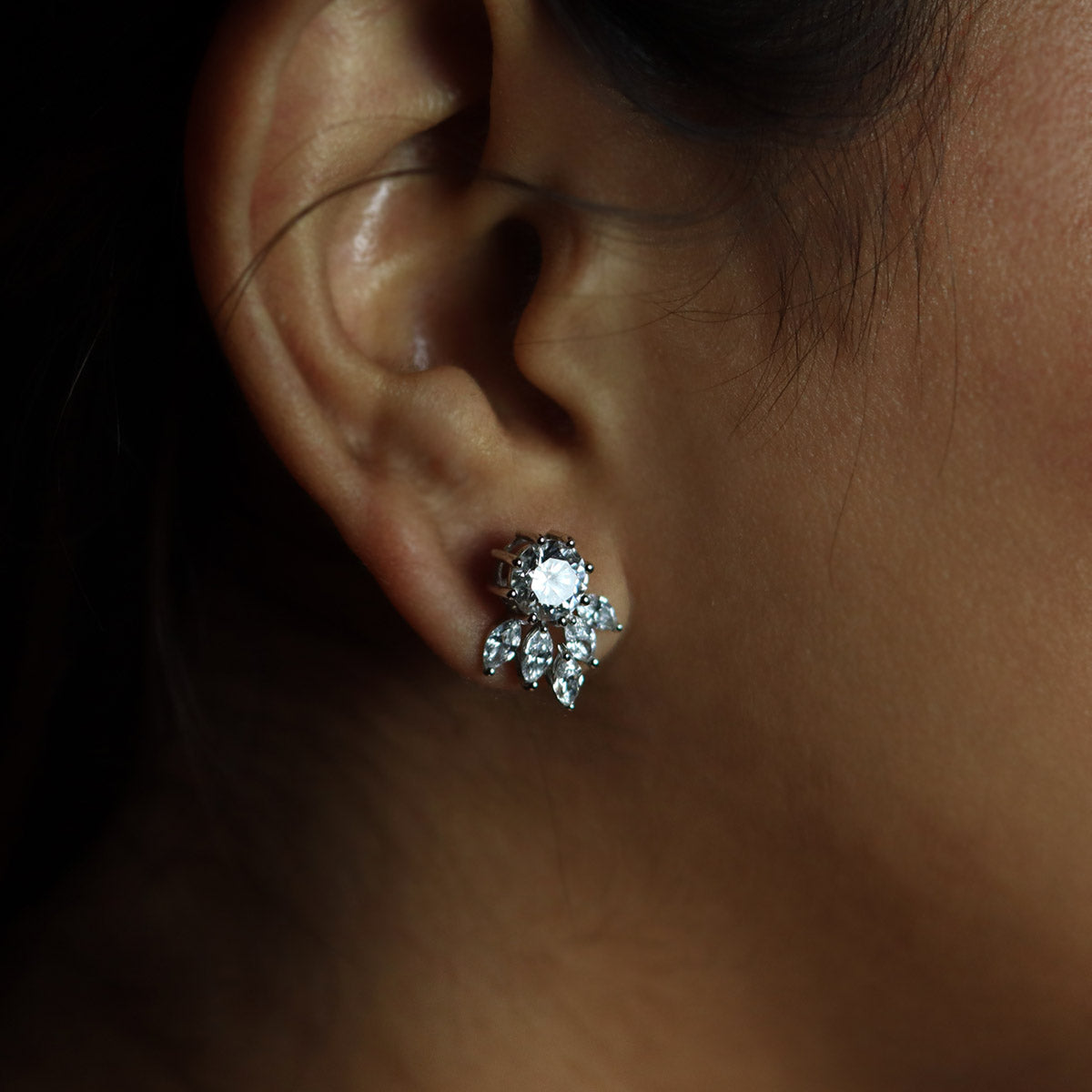 Flower Diamond Stud Earrings | Earthly Jewels