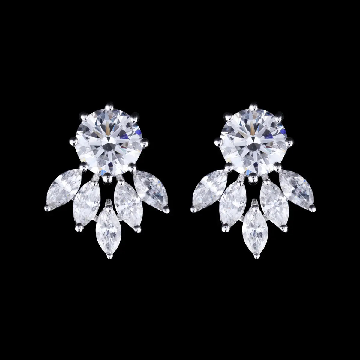 Flower Diamond Stud Earrings | Earthly Jewels