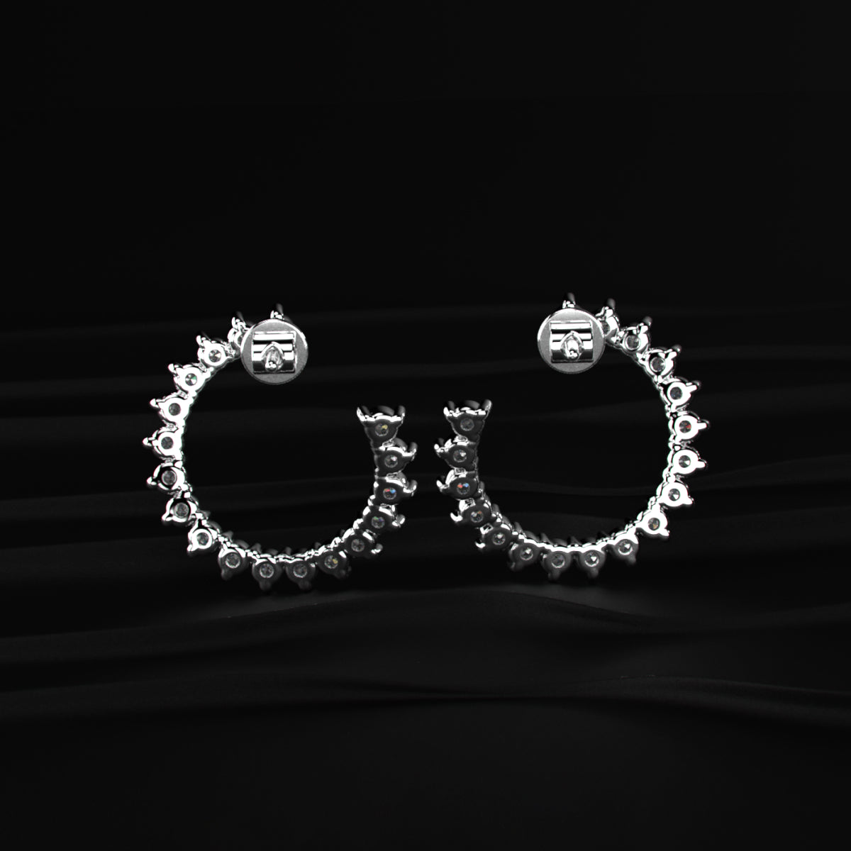 C Shape Diamond Stud Earrings | Earthly Jewels
