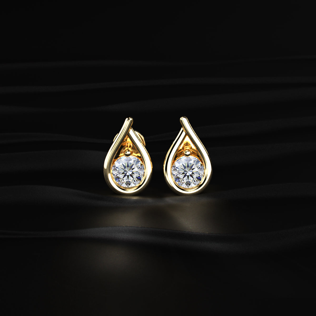 Round Diamond Teardrop Stud Earrings | Earthly Jewels
