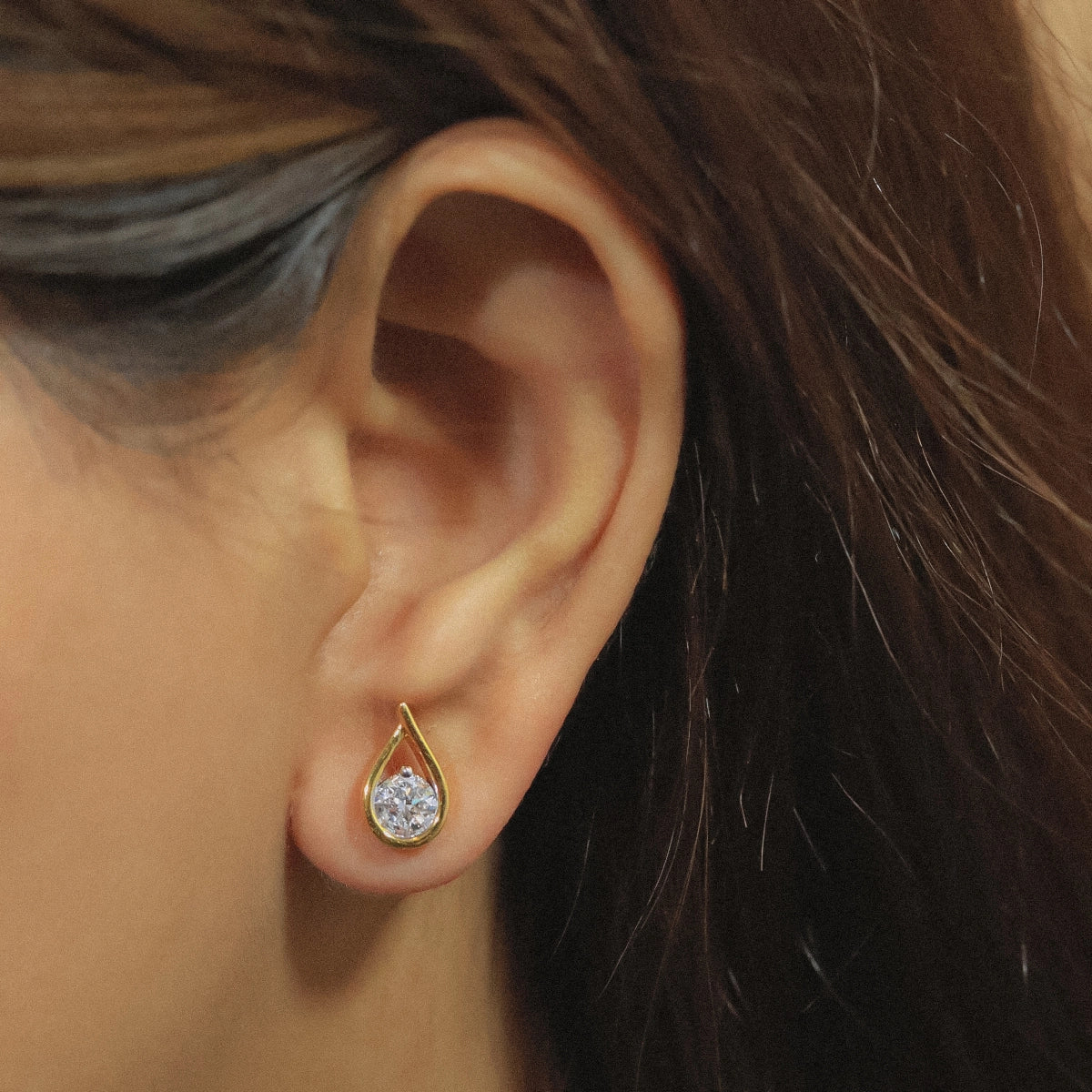 Round Diamond Teardrop Stud Earrings | Earthly Jewels