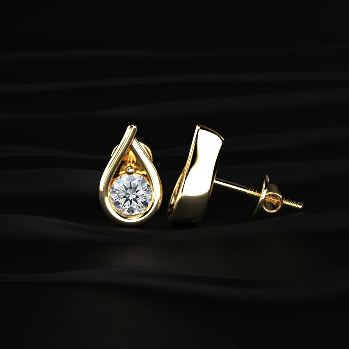 Round Diamond Teardrop Stud Earrings | Earthly Jewels
