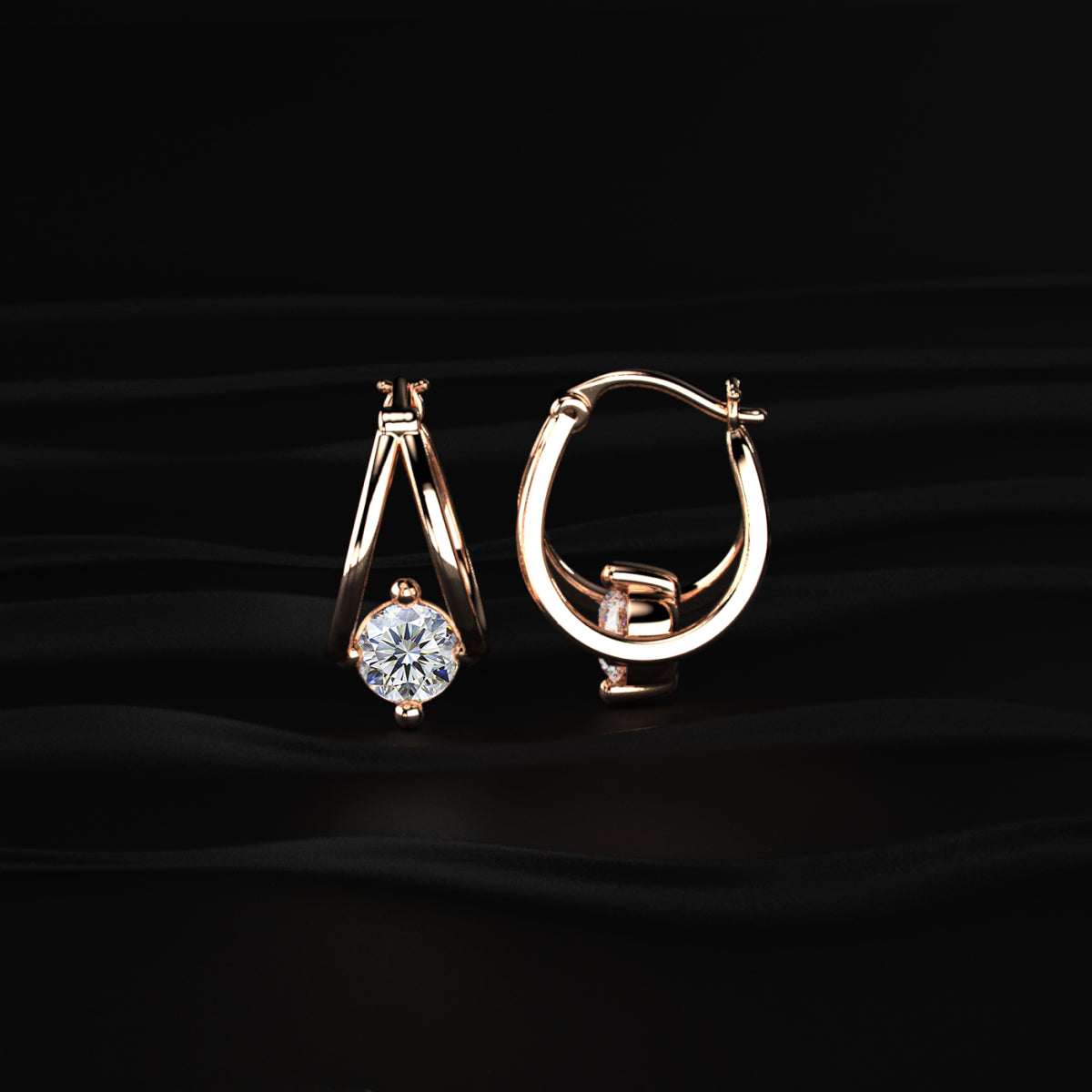 Round Diamond Hoop Earrings