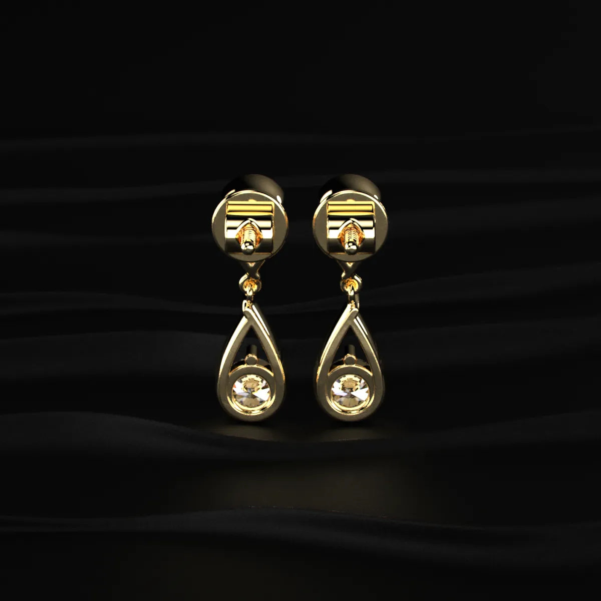 Round Diamond Two Tier Tear Drop Earrings | Earthly Jewels