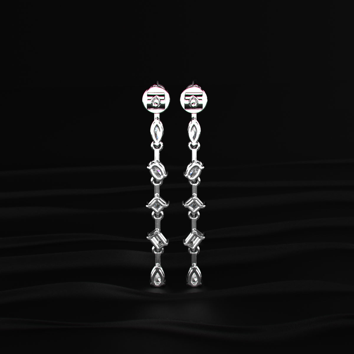 Six Multi Shape Diamonds Drop Earrings | Earthly Jewels