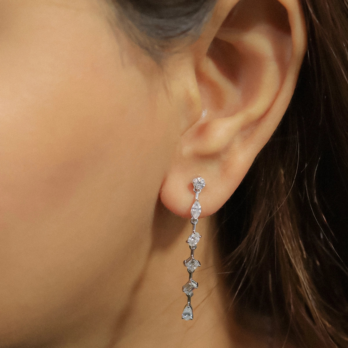Six Multi Shape Diamonds Drop Earrings | Earthly Jewels