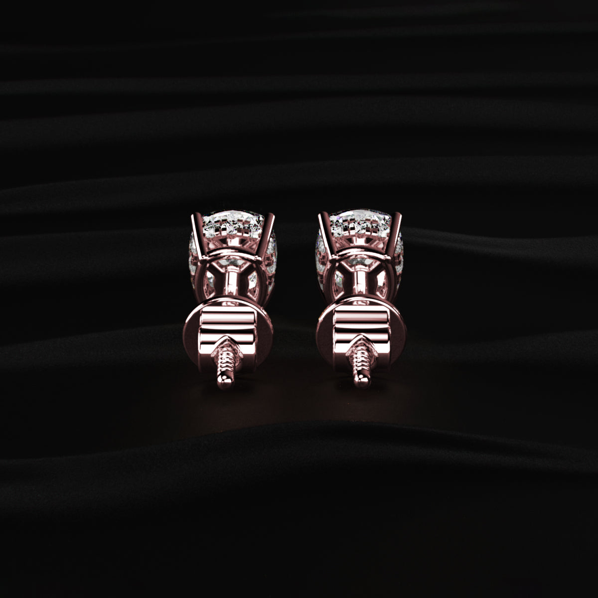 Cushion Solitaire Hidden Halo Earring