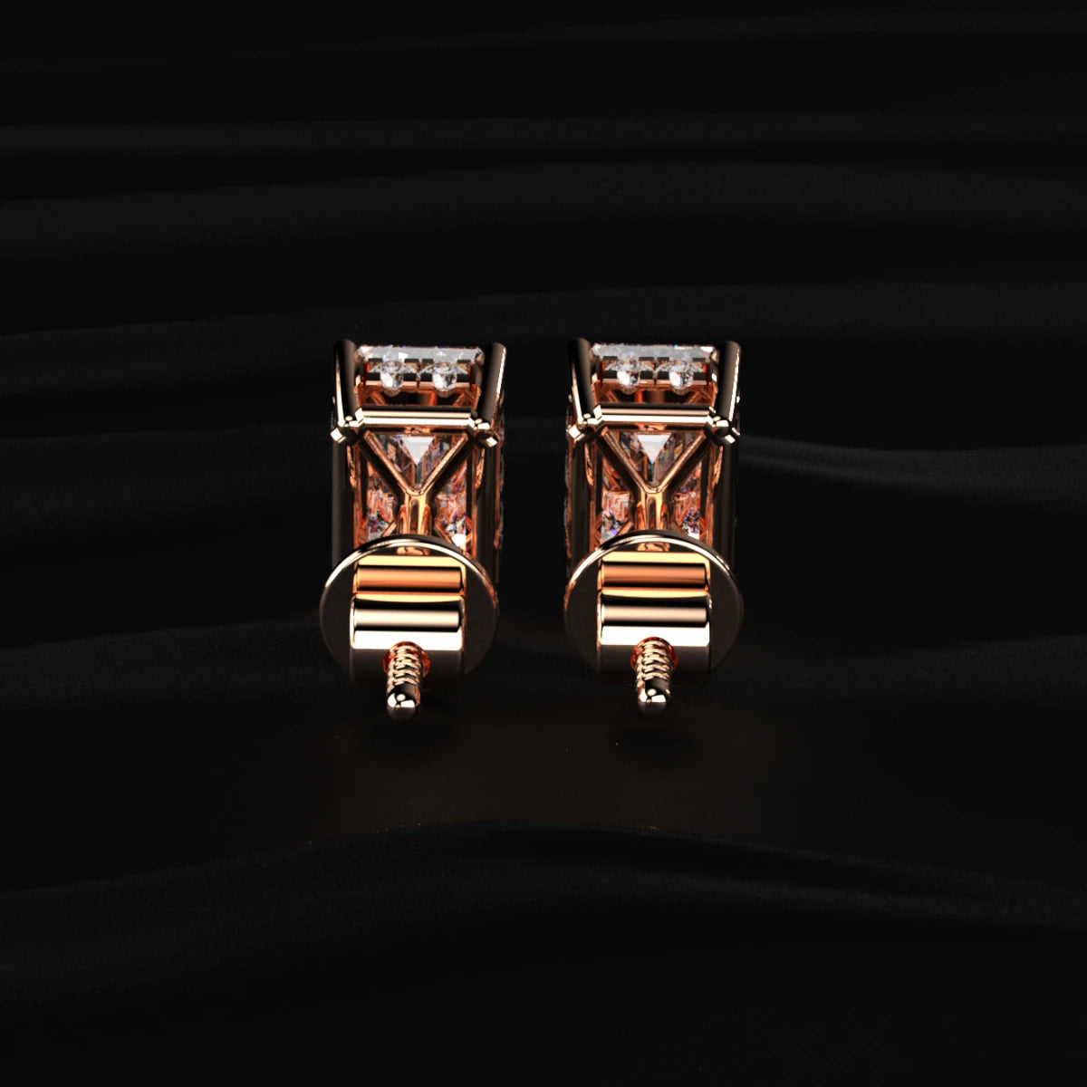 Emerald Solitaire Hidden Halo Earring | Earthly Jewels