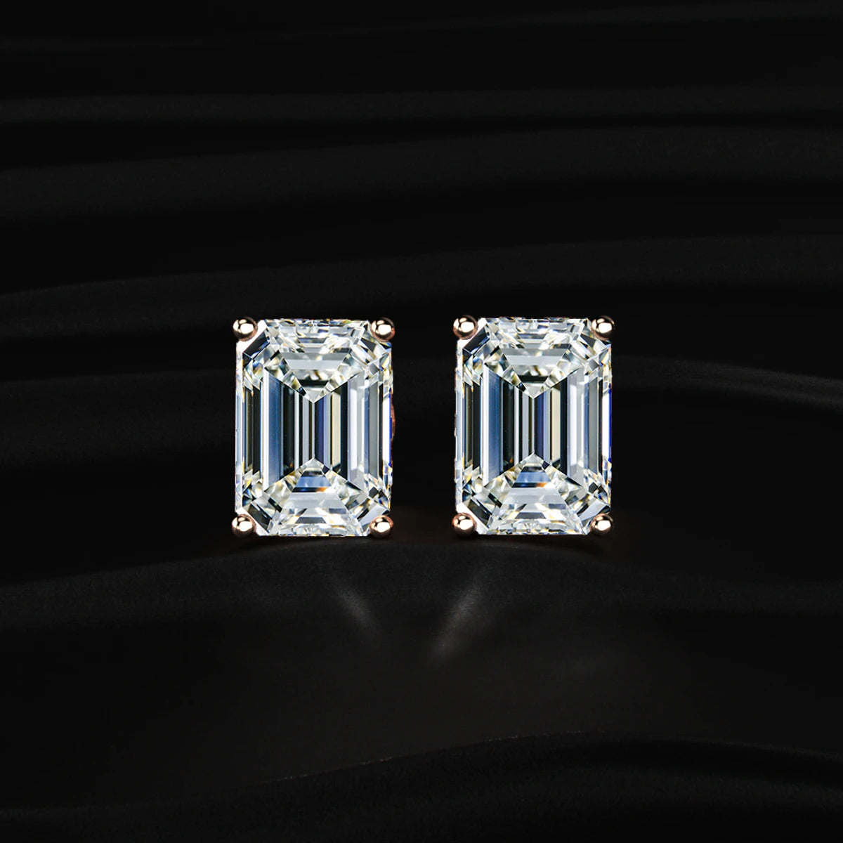 Emerald Solitaire Hidden Halo Earring | Earthly Jewels