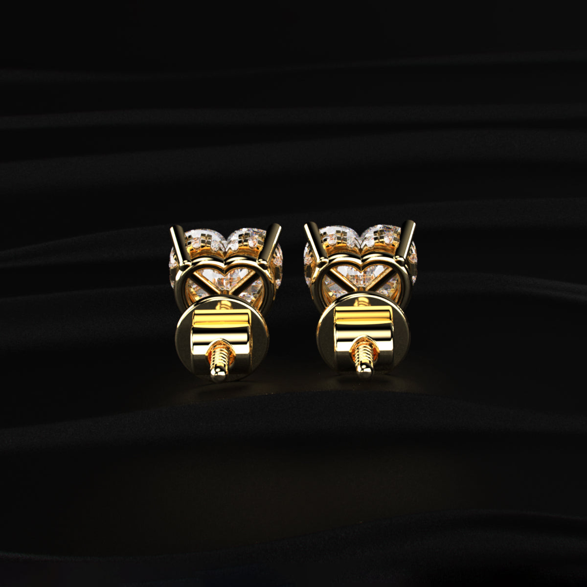 Heart Solitaire Hidden Halo Earring | Earthly Jewels