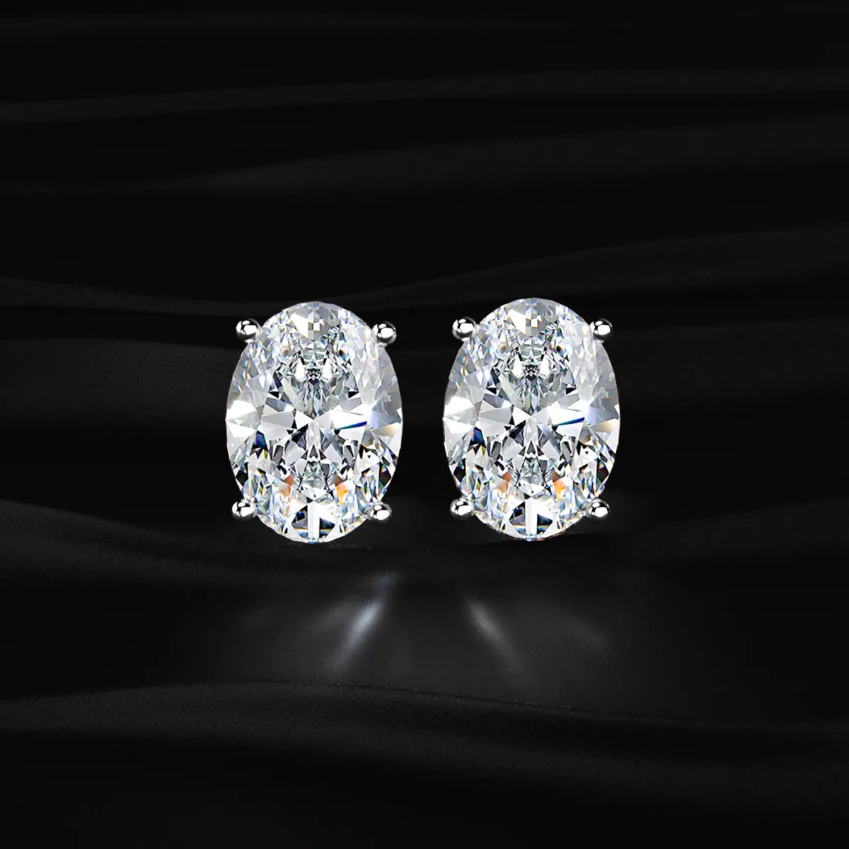 Oval Solitaire Hidden Halo Earring | Earthly Jewels #diamond-shape_oval