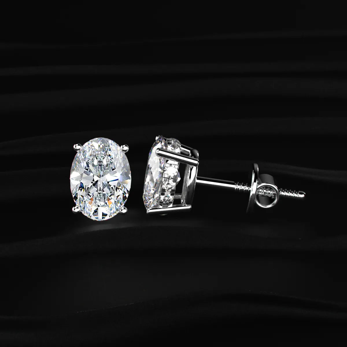 Oval Solitaire Hidden Halo Earring | Earthly Jewels #diamond-shape_oval