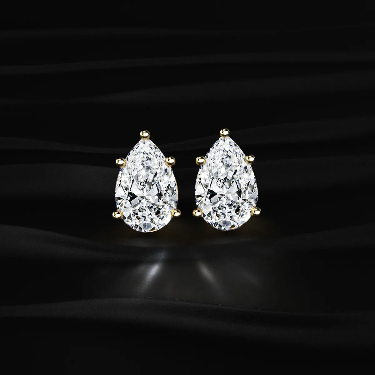 Pear Solitaire Hidden Halo Earring | Earthly Jewels