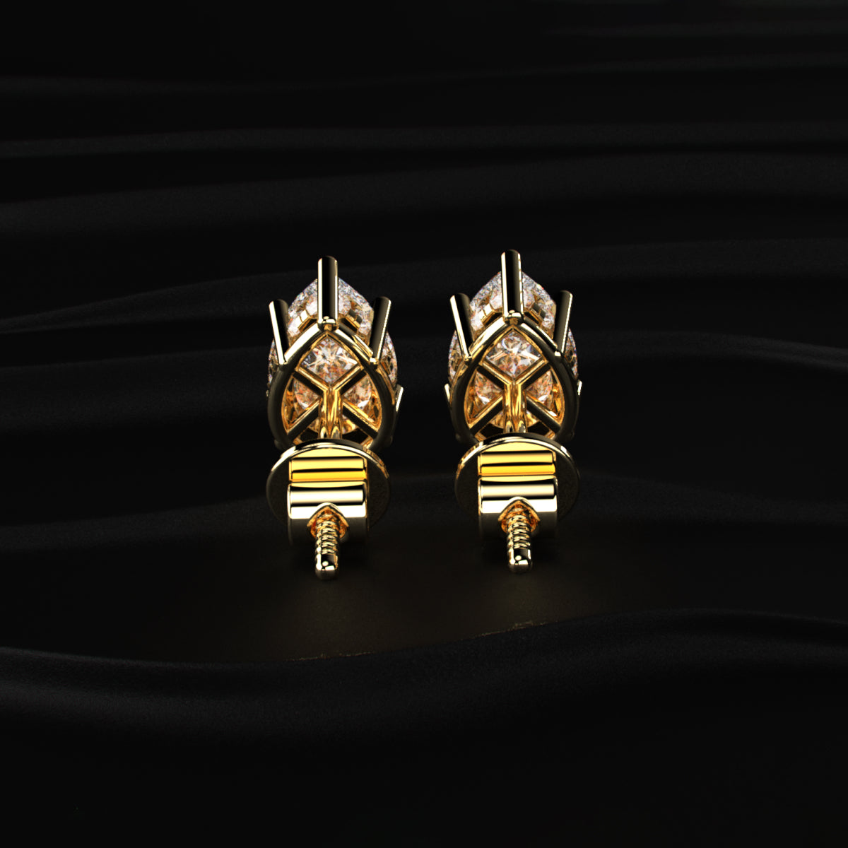 Pear Solitaire Hidden Halo Earring | Earthly Jewels