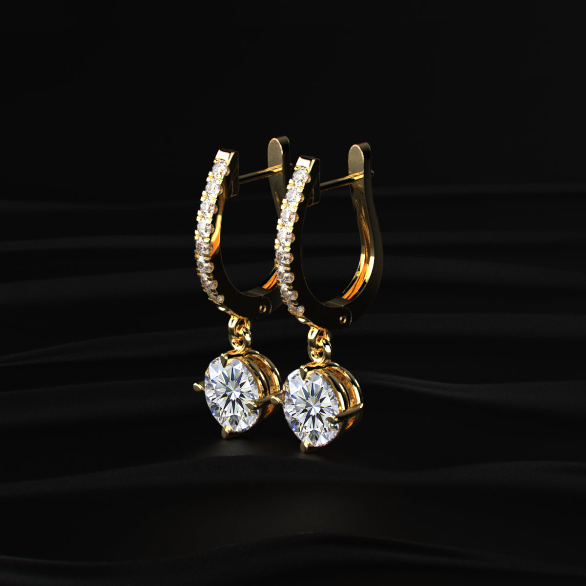 Round Solitaire Drop Hoops